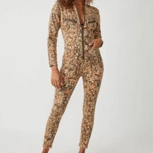 FREE PEOPLE NWT XS Printed Lennox Jumpsuit in Cappuccino Combo